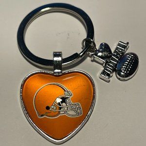 CLEVELAND BROWNS NFL I Love Football Heart Key Ring !!!NEW!!!